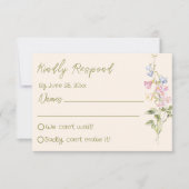 Cartons Réponse Hand Written Drawn Floral Summer Wedding (Devant)
