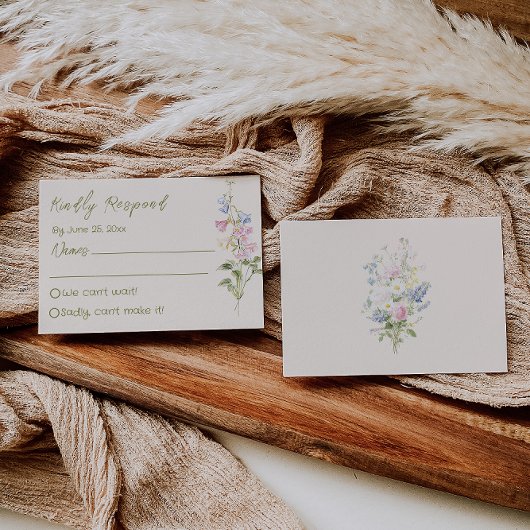 Cartons Réponse Hand Written Drawn Floral Summer Wedding