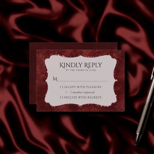 Cartons Réponse Henné Romance | Red Satiny Grunge Damask