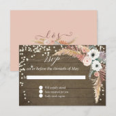 Cartons Réponse Herbe de Pampa Bohème Rose Floral Guirlandes Lumin (Devant / Derrière)