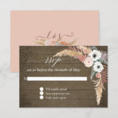 Cartons Réponse Herbe des Pampas Boho Blush Fleurs Blanches Bois R (Devant / Derrière)