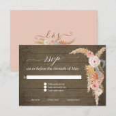 Cartons Réponse Herbe des Pampas Boho Rose Floral Rustique Bois RS (Devant / Derrière)