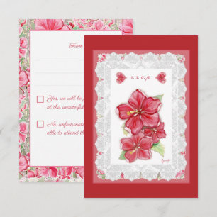 Cartons Réponse Hibiscus & dentelle RED