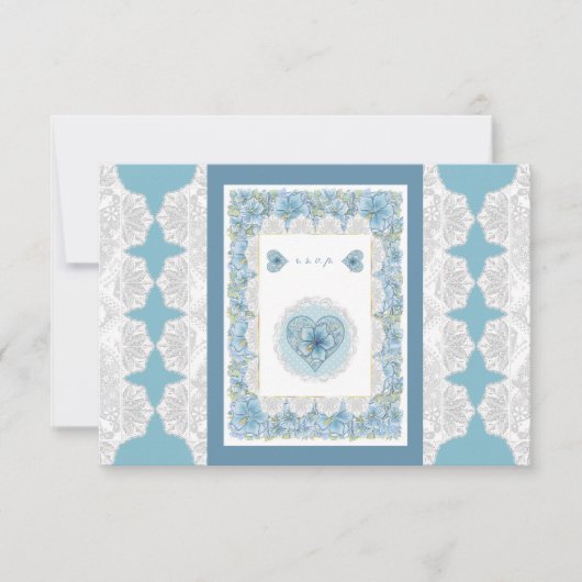 Cartons Réponse Hibiscus & dentelle TURQUOISE (Devant)