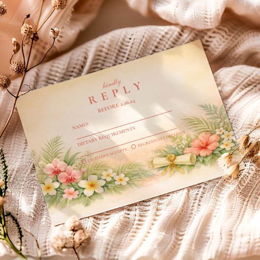 Cartons Réponse Hibiscus Floral Graduation Party