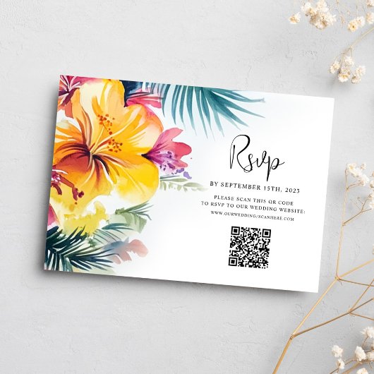 Cartons Réponse Hibiscus Floral Tropical Destination Mariage