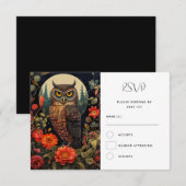 Cartons Réponse Hibou à la nuit avec un Mariage de Pleine lune (Devant / Derrière)