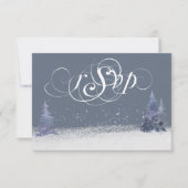 Cartons Réponse Hiver Dusty Bleu et Blanc Mariage de bois (Devant)