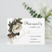 Cartons Réponse Hiver floral mariage or géométrique moderne (Debout devant)