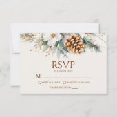 Cartons Réponse Hiver Floral Pine Tree Cone Mariage (Devant)