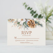 Cartons Réponse Hiver Floral Pine Tree Cone Mariage (Debout devant)