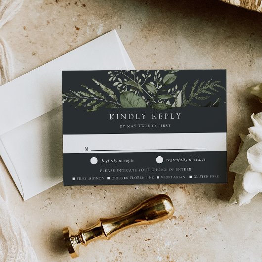 Cartons Réponse Hiver Meadow Green Botanical Meice Choice Mariage