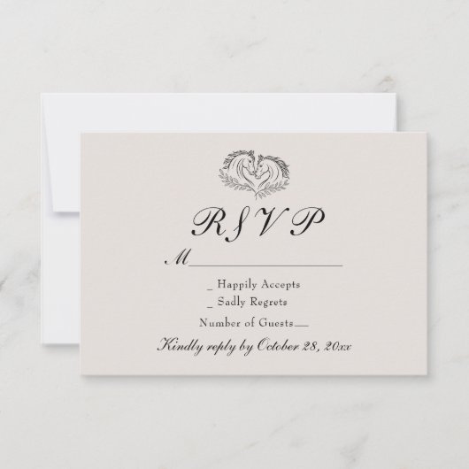 Cartons Réponse Horse Western Rustic Country Ivory Mariage élégant (Devant)