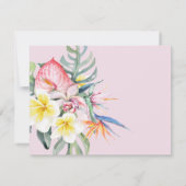 Cartons Réponse Hot Pink Tropical Floral Hawaii QR Code Wedding (Dos)