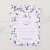 Cartons Réponse Hyacinthe d'anémone violet Printemps Mariage Répon (Devant / Derrière)