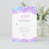 Cartons Réponse Hydrangea Floral rose Bat mitzvah d'aquarelle (Debout devant)