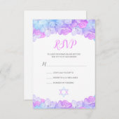 Cartons Réponse Hydrangea Floral rose Bat mitzvah d'aquarelle (Devant / Derrière)