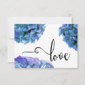 Cartons Réponse Hydrangeas bleu et violet avec calligraphie (Dos)