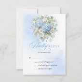 Cartons Réponse Hydrangeas Bleus Raffinés Enclosure de Mariage ave (Devant)