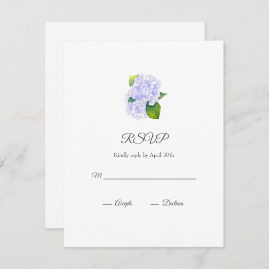 Cartons Réponse Hydrangée aquarelle (Devant / Derrière)