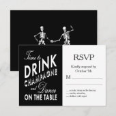 Cartons Réponse Il est temps de boire Champagne Halloween Mariage  (Devant / Derrière)