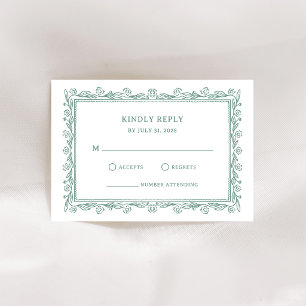 Cartons Réponse Illustration botanique Mariage vert sauge