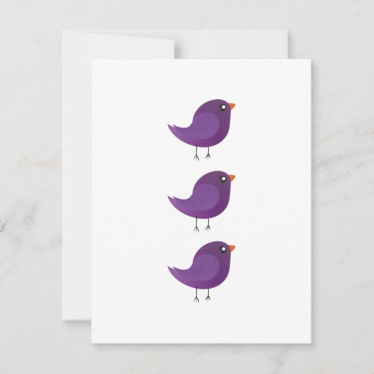 Cartons Réponse Illustration de petit oiseau violet mignon (Devant)