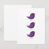Cartons Réponse Illustration de petit oiseau violet mignon (Devant / Derrière)