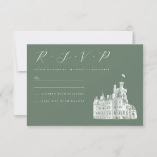 Cartons Réponse Illustration du château vintage Sage Mariage vert