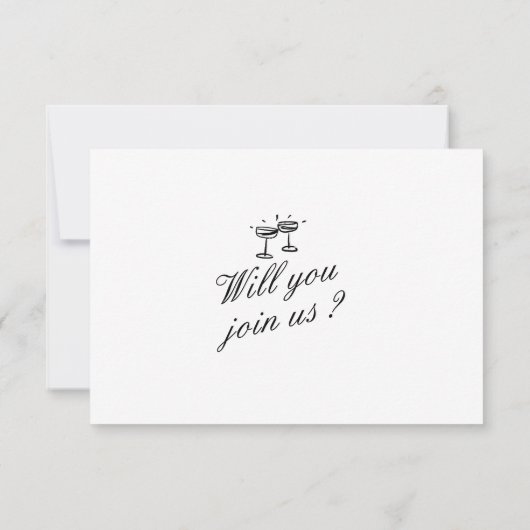 Cartons Réponse Illustration manuscrite unique Mariage moderne (Dos)