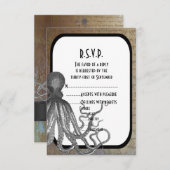 Cartons Réponse Imaginaire steampunk mariage moderne R.S.V.P (Devant / Derrière)