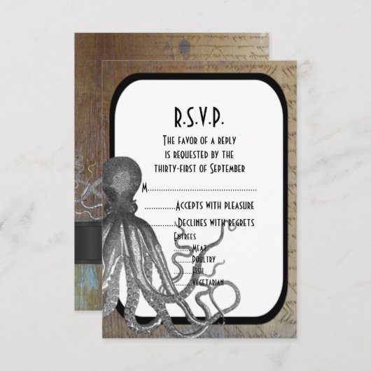Cartons Réponse Imaginaire steampunk mariage moderne R.S.V.P (Devant / Derrière)