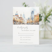 Cartons Réponse Indianapolis Indiana Landscape Watercolor Wedding (Debout devant)