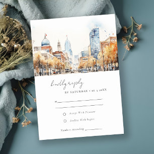 Cartons Réponse Indianapolis Indiana Paysage Aquarelle Mariage