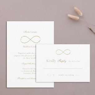 Cartons Réponse Infinity Love Monogram Elegant White Blush Mariage