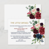 Cartons Réponse Informations sur l'enclosure personnalisée Merlot  (Devant / Derrière)