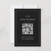 Cartons Réponse Initiales Élégantes Code QR Mariage Noir et Blanc (Devant)