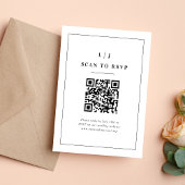 Cartons Réponse Initiales élégantes noir et blanc Mariage QR Code