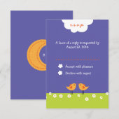 Cartons Réponse Inséparables de caricatures mignons (nuit) Mariage (Devant / Derrière)