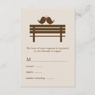 Cartons Réponse Inséparables sur le Mariage Park Bench