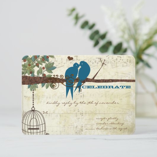 Cartons Réponse Inséparables turquoises assis dans un mariage d'ar (Debout devant)