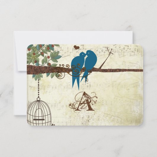 Cartons Réponse Inséparables turquoises assis dans un mariage d'ar (Dos)