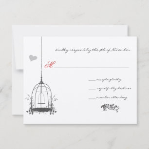 Cartons Réponse Inséparables vintages Mariage Accents Red Birdcage