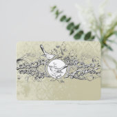 Cartons Réponse Inséparables vintages Olive Musical Scroll Mariage (Debout devant)