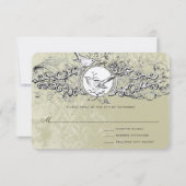 Cartons Réponse Inséparables vintages Olive Musical Scroll Mariage (Dos)