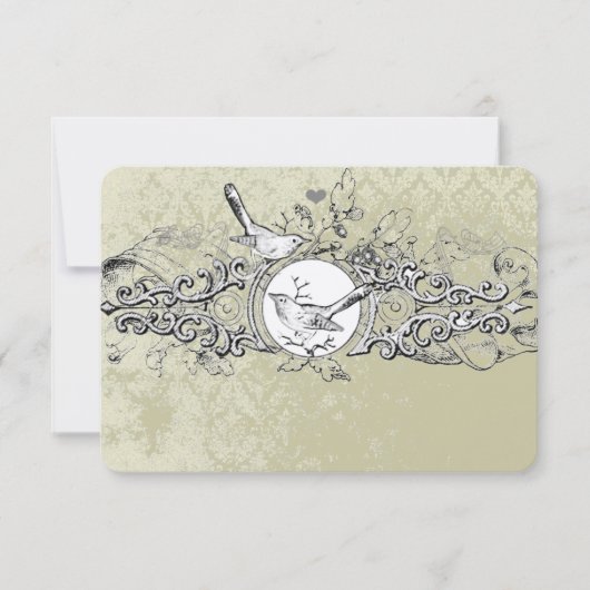 Cartons Réponse Inséparables vintages Olive Musical Scroll Mariage (Devant)