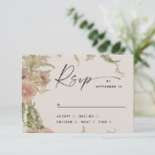 Cartons Réponse Insérez Mariage Floral & Fern. Botanique d'ivoire  (Debout devant)
