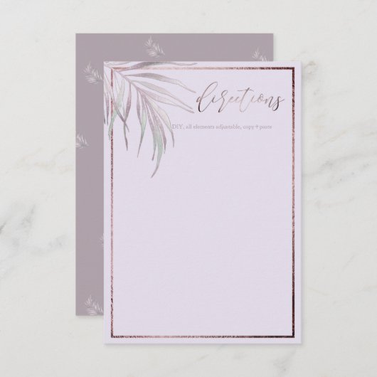 Cartons Réponse Instructions PixDezines Mauve Palms (Devant / Derrière)