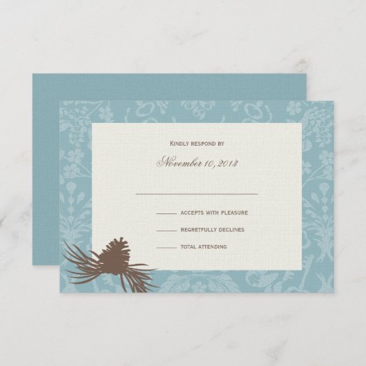 Cartons Réponse Intervention de Mariage d'hiver Pinecones (Devant / Derrière)