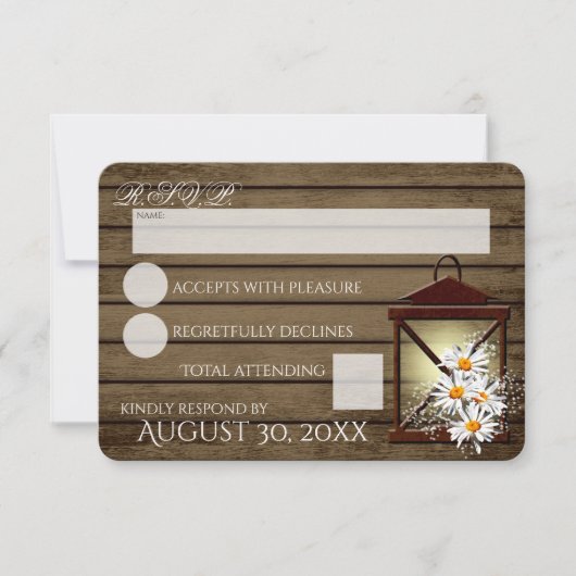 Cartons Réponse Intervention rustique en bois de grange et en lant (Devant)